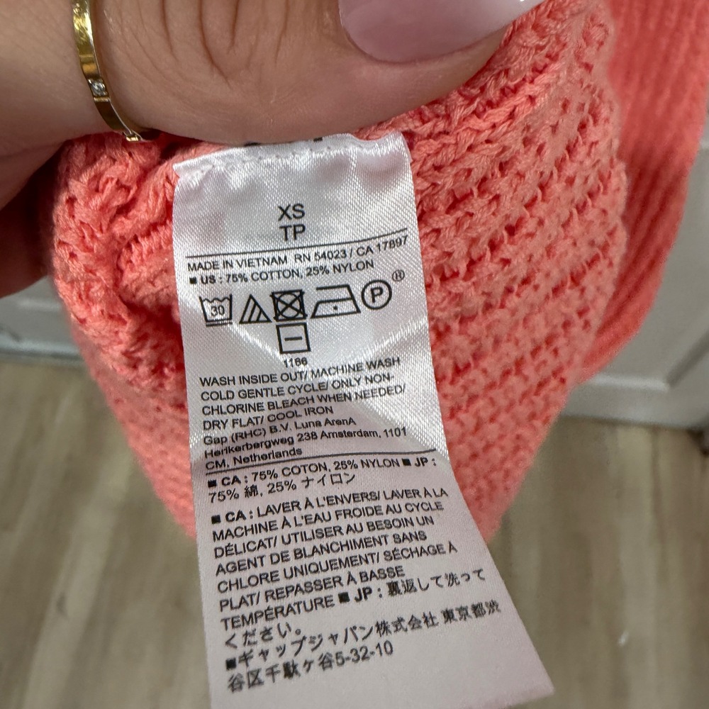 Banana Republic Womens Coral Pink Open Knit Sweater Midi Dress XS 706044-01 - Picture 6 of 7